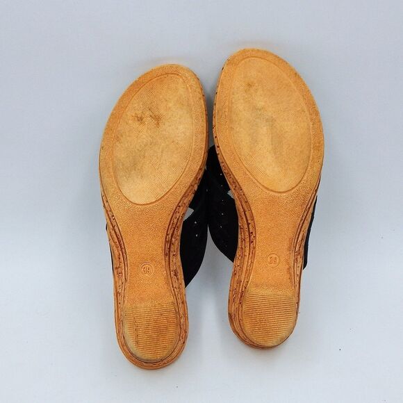 Spring Step Womens Tiffany Black Floral Cutout Leather Thong Sandal Sz 39 (8.5) - Picture 11 of 11